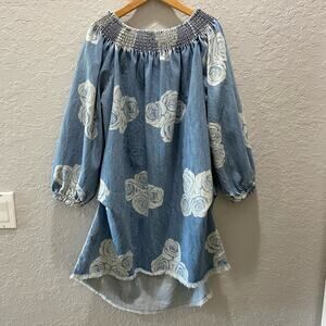ONE X ONETEASPOON Lead Rose Sugar Dress Boho Western Denim Festival Sz S